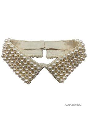 Handmade Faux Pearl Beaded Collar Necklace Detachable Shirt Collar